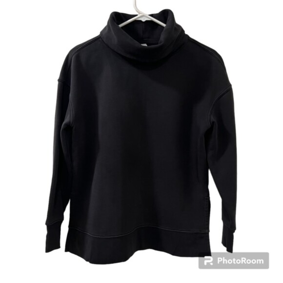 Athleta Womens Black Funnel Neck Fleece Long Sleeve Activewear Sweatshirt Sz XS - Picture 1 of 10